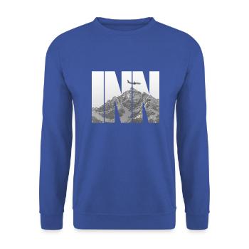 INN Airport - Unisex Pullover - Royalblau - Vorne - Alina (178cm) & Michal (187cm)