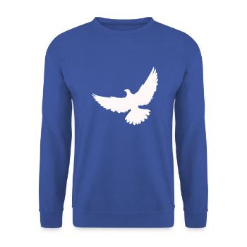 Weisse Taube steigt auf - Unisex Pullover - Royalblau - Vorne - Alina (178cm) & Michal (187cm)