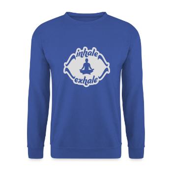 Inspirez expirez Yoga citation - Sweat-shirt Unisexe - bleu royal - Devant - Alina (178cm) & Michal (187cm)