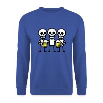 Skelett Bier Saufen Team - Unisex Pullover - Royalblau - Vorne - Alina (178cm) & Michal (187cm)