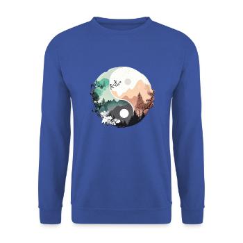 Ying Yang - Montagnes / Plage - Sweat-shirt Unisexe - bleu royal - Devant - Alina (178cm) & Michal (187cm)