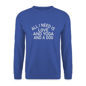 chien de yoga - Sweat-shirt Unisexe - bleu royal - Devant - Alina (178cm) & Michal (187cm)