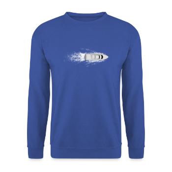 Un bateau à moteur ultra-rapide fait des vagues d’en haut - Sweat-shirt Unisexe - bleu royal - Devant - Alina (178cm) & Michal (187cm)