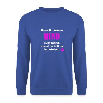 Hund Tierliebe Haustier Geschenk Frenchie shirt - Unisex Pullover - Royalblau - Vorne - Alina (178cm) & Michal (187cm)