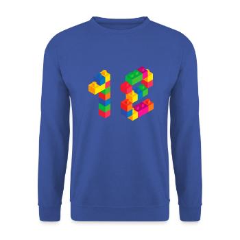 Cute Block Building 12nd Birthday Gift 12 Year - Unisex Sweatshirt - royal blue - Front - Alina (178cm) & Michal (187cm)