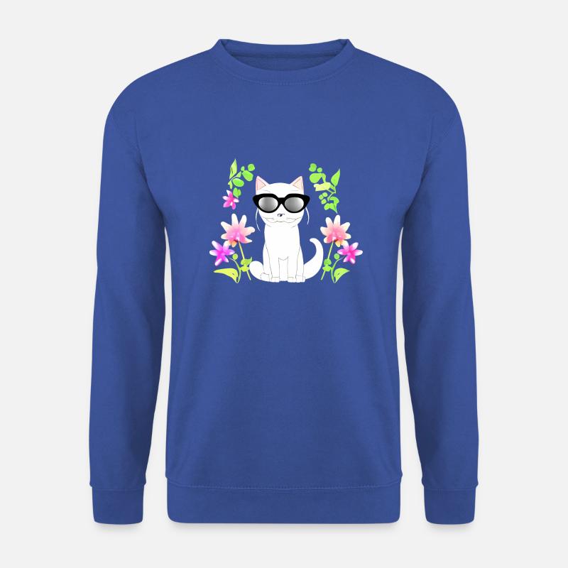 Katze mit blume - Unisex Pullover - Royalblau