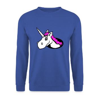 Unicorn Floor Hole Funny Smile Comic Cartoon - Unisex Sweatshirt - royal blue - Front - Alina (178cm) & Michal (187cm)