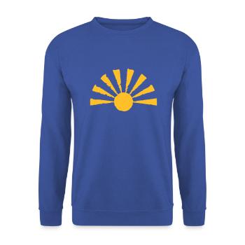 Halbe Sonne, "used look" - Unisex Pullover - Royalblau - Vorne - Alina (178cm) & Michal (187cm)