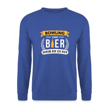 Bowling und Bier darum bin ich hier - Team Sport - Unisex Pullover - Royalblau - Vorne - Alina (178cm) & Michal (187cm)