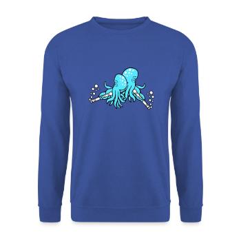 2 Oktopus Flöte Musik spielen Bläschen Band Team - Unisex Pullover - Royalblau - Vorne - Alina (178cm) & Michal (187cm)