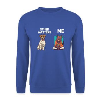 Funny Cute Dog Other Waiters Me - Unisex Pullover - Royalblau - Vorne - Alina (178cm) & Michal (187cm)