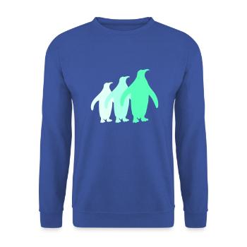 3 Pinguine Silhouetten Drei Freunde Team Reihe - Unisex Pullover - Royalblau - Vorne - Alina (178cm) & Michal (187cm)