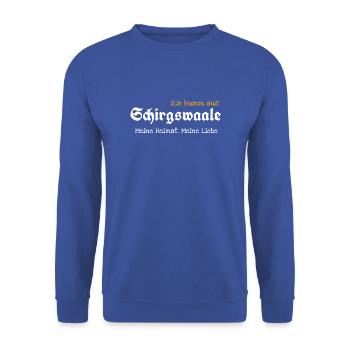 Schirgiswalde - Unisex Pullover - Royalblau - Vorne - Alina (178cm) & Michal (187cm)