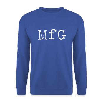 Mit freundlichen Grüßen - Unisex Pullover - Royalblau - Vorne - Alina (178cm) & Michal (187cm)