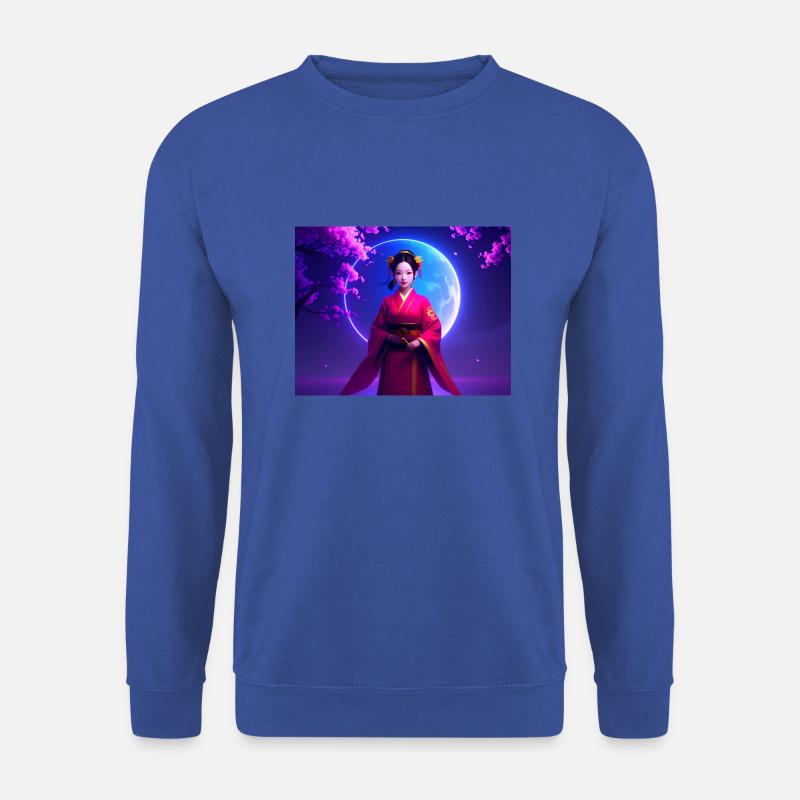 asiatin,geisha,japan, mond,sakura - Unisex Pullover - Royalblau