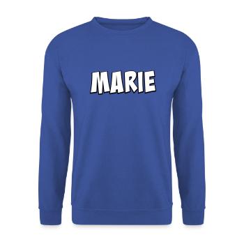 Marie First Name Gift - Unisex Sweatshirt - royal blue - Front - Alina (178cm) & Michal (187cm)