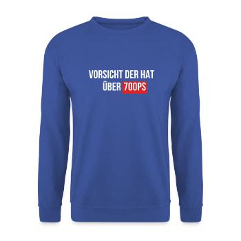 Vorsicht der hat über 700 PS Schnelle Autos - Unisex Pullover - Royalblau - Vorne - Alina (178cm) & Michal (187cm)