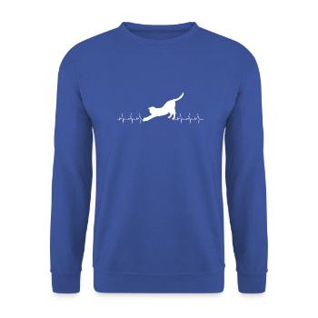 Herzschlag Katze - Unisex Pullover - Royalblau - Vorne - Alina (178cm) & Michal (187cm)