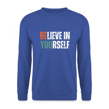 Croyez en vous Soyez vous Vintage Inspirant - Sweat-shirt Unisexe - bleu royal - Devant - Alina (178cm) & Michal (187cm)