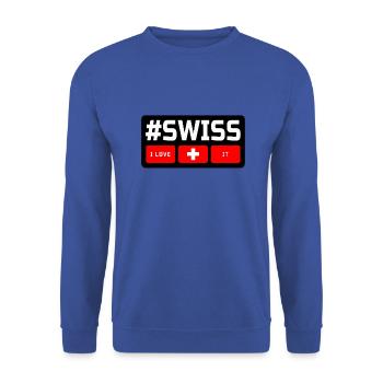 @SWISS - Unisex Pullover - Royalblau - Vorne - Alina (178cm) & Michal (187cm)
