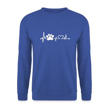 Pfote Herzschlag Tierfreund - Unisex Pullover - Royalblau - Vorne - Alina (178cm) & Michal (187cm)