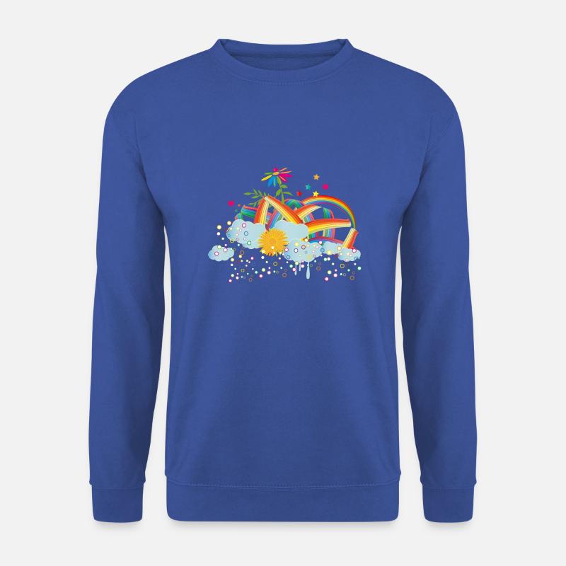 märchenhafter Regenbogen Himmel mit Wolken & Blume - Unisex Pullover - Royalblau