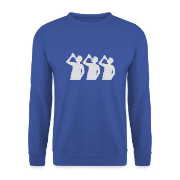 Silhouette 3 Freunde Bier - Unisex Pullover - Royalblau - Vorne - Alina (178cm) & Michal (187cm)