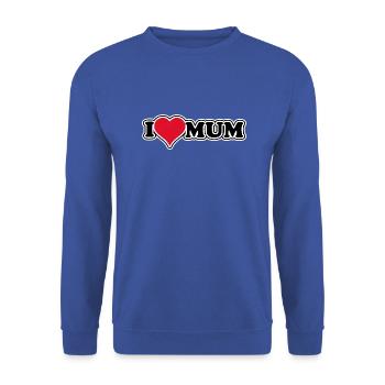 I love mum - 1970s Retro - Unisex Sweatshirt - royal blue - Front - Alina (178cm) & Michal (187cm)