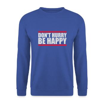dont hurry be happy - Unisex Pullover - Royalblau - Vorne - Alina (178cm) & Michal (187cm)