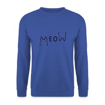 MEOW Miau Katze Kätzchen Miezekatze - Unisex Pullover - Royalblau - Vorne - Alina (178cm) & Michal (187cm)