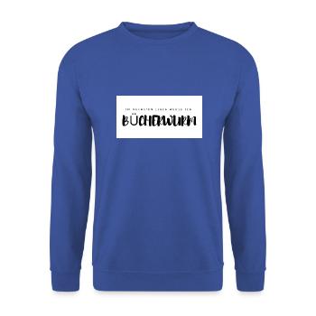 Bücherwurm - Unisex Pullover - Royalblau - Vorne - Alina (178cm) & Michal (187cm)