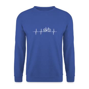 Fahrrad Herzschlag Geschenk hobby - Unisex Pullover - Royalblau - Vorne - Alina (178cm) & Michal (187cm)