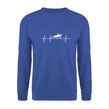 Herzschlag Reiten Reiter hobby - Unisex Pullover - Royalblau - Vorne - Alina (178cm) & Michal (187cm)