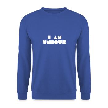 I AM UNIQUE blocks weiss - Unisex Pullover - Royalblau - Vorne - Alina (178cm) & Michal (187cm)