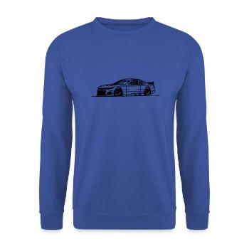 Minimalistische Sportwagen-Linienkunst der Cup-Serie - Unisex Pullover - Royalblau - Vorne - Alina (178cm) & Michal (187cm)
