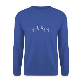 Marathon Jogging Heartbeat hobby Sport Triathlon - Unisex Sweatshirt - royal blue - Front - Alina (178cm) & Michal (187cm)