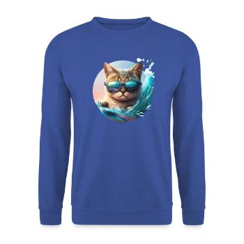 Surf Cat - Unisex Sweatshirt - royal blue - Front - Alina (178cm) & Michal (187cm)