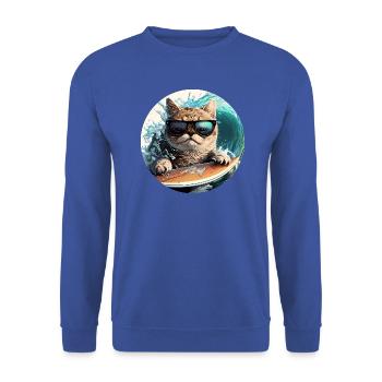 Surf Cat - Unisex Sweatshirt - royal blue - Front - Alina (178cm) & Michal (187cm)