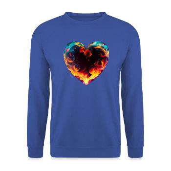 Colorful heart with fire - Unisex Sweatshirt - royal blue - Front - Alina (178cm) & Michal (187cm)