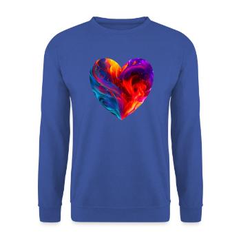 Colorful heart with fire - Unisex Sweatshirt - royal blue - Front - Alina (178cm) & Michal (187cm)