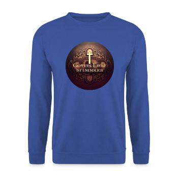 Jesus Christus von Nazareth Glaube Bibel Jesus - Unisex Pullover - Royalblau - Vorne - Alina (178cm) & Michal (187cm)