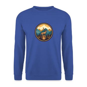 Mountains with deer - Unisex Sweatshirt - royal blue - Front - Alina (178cm) & Michal (187cm)