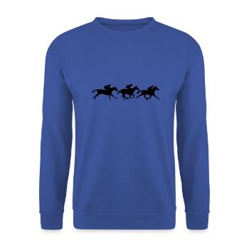 Pferderennen Pferd Jockey Animation - Unisex Pullover - Royalblau - Vorne - Alina (178cm) & Michal (187cm)