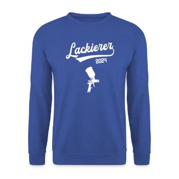 Lackierer 2024 Ausbildung Prüfung Maler Azubi - Unisex Pullover - Royalblau - Vorne - Alina (178cm) & Michal (187cm)