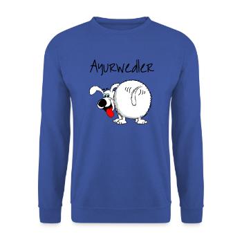 Ayurveda Hund = Ayurwedler - Unisex Pullover - Royalblau - Vorne - Alina (178cm) & Michal (187cm)