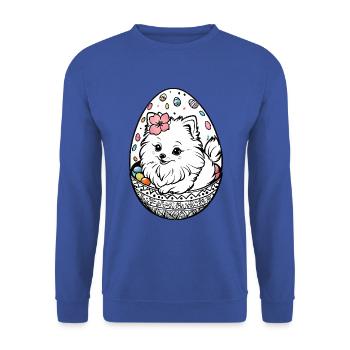 Poméranien Poméranien Aquarelle de Pâques - Sweat-shirt Unisexe - bleu royal - Devant - Alina (178cm) & Michal (187cm)