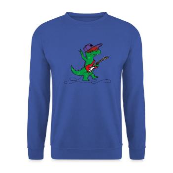 Gitarren Dinosaurier - Unisex Pullover - Royalblau - Vorne - Alina (178cm) & Michal (187cm)