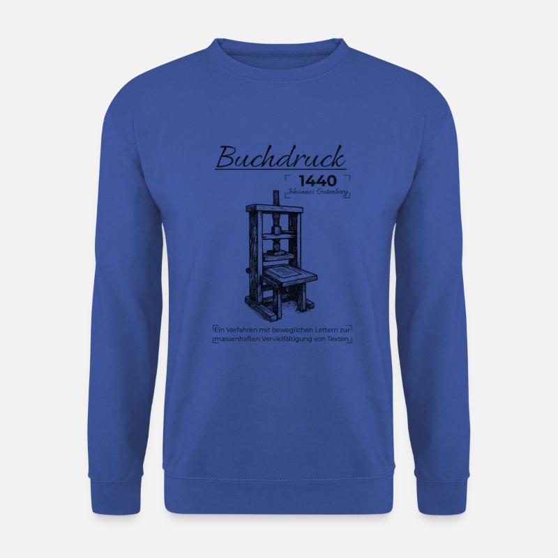 Erfindung des Buchdrucks - Vintage - Unisex Pullover - Royalblau