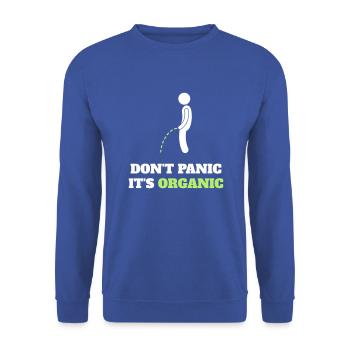 Keine Panik, es ist organisch! - Unisex Pullover - Royalblau - Vorne - Alina (178cm) & Michal (187cm)