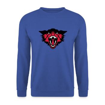 tierischer Wolfskopf 16 5 - Unisex Pullover - Royalblau - Vorne - Alina (178cm) & Michal (187cm)